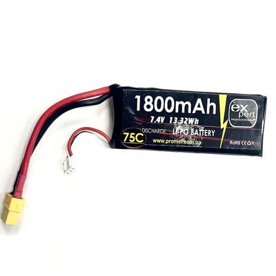 Акумулятор для FPV дронів - АКБ 7.4V 1800mAh 75С 2S (S) Uitra-High-Power Battery soft case, black